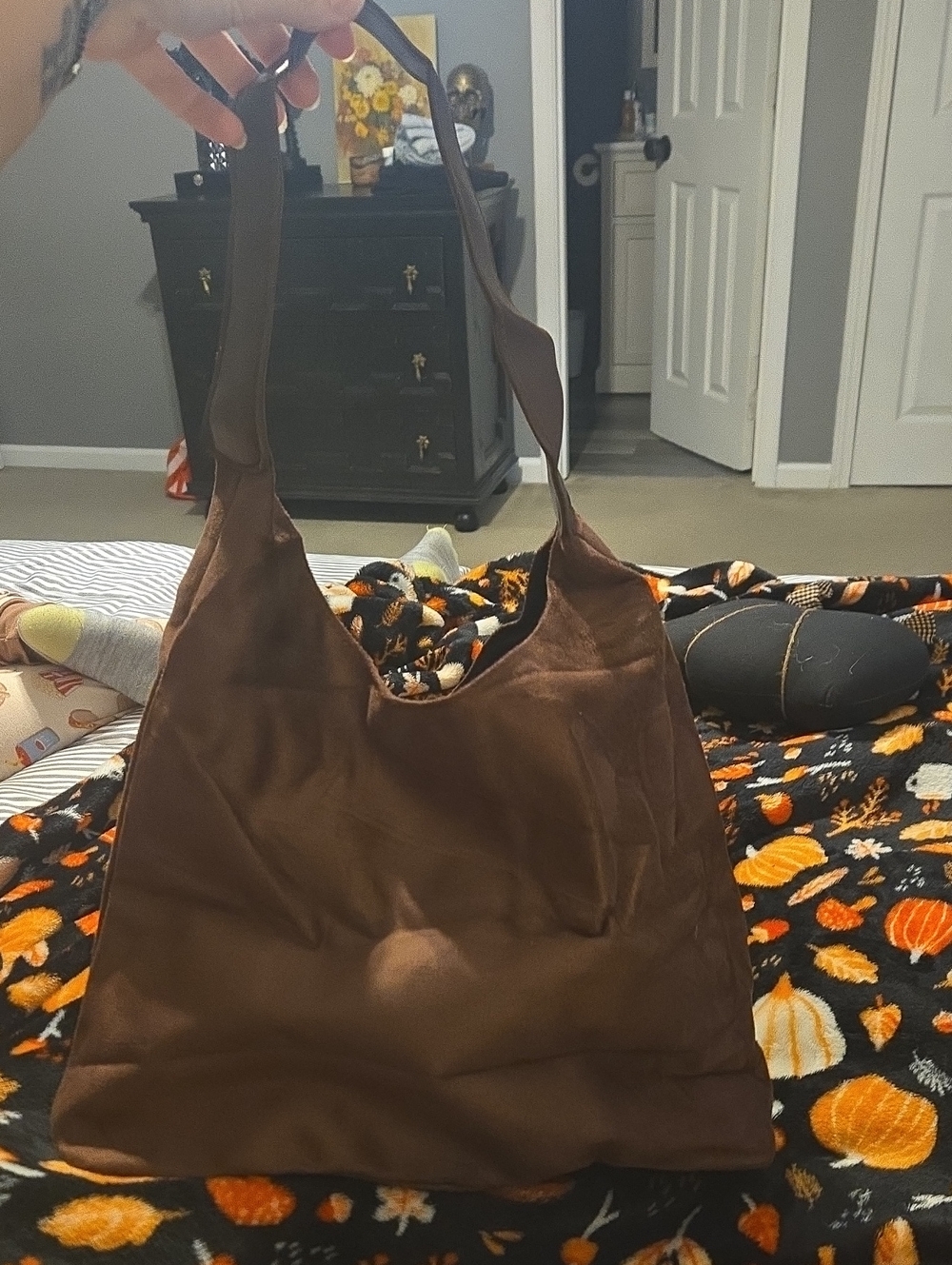Brown Suede Shoulder Bag